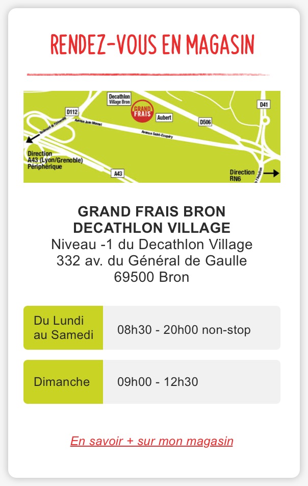 Grand Frais BRON DECATHLON VILLAGE